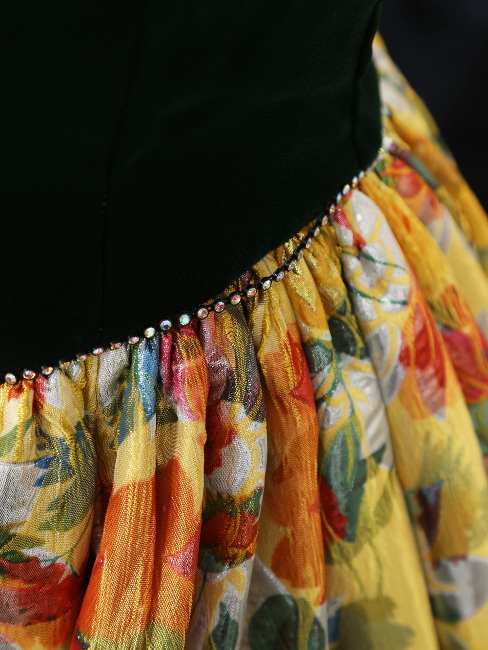 カラードレス / 深緑×黄色柄